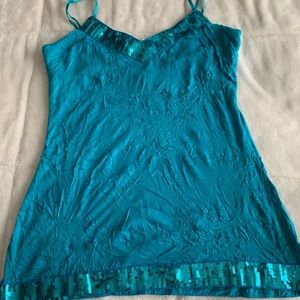 Teal tank with sequin